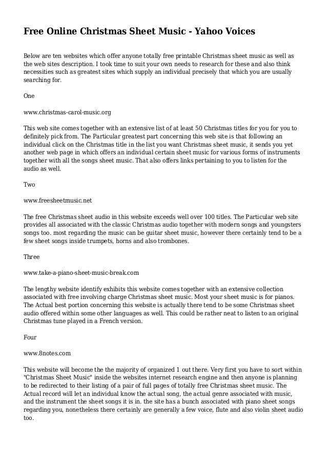 No cost On line Xmas Sheet New music - Yahoo Voices picture relating to Printable Christmas Sheet Music named Absolutely free On the internet Xmas Sheet Songs - Yahoo Voices